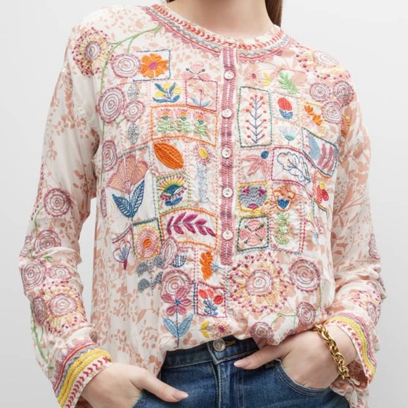 Johnny Was Multicolor Embroidered Tunic - Picture 1 of 10